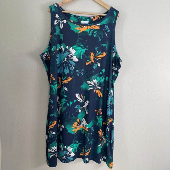 Columbia Womens Plus 3X Floral Sleeveless Dress Omni Wick Chill River Print - Picture 2 of 10